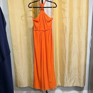 Vibrant Orange Halter Jumpsuit